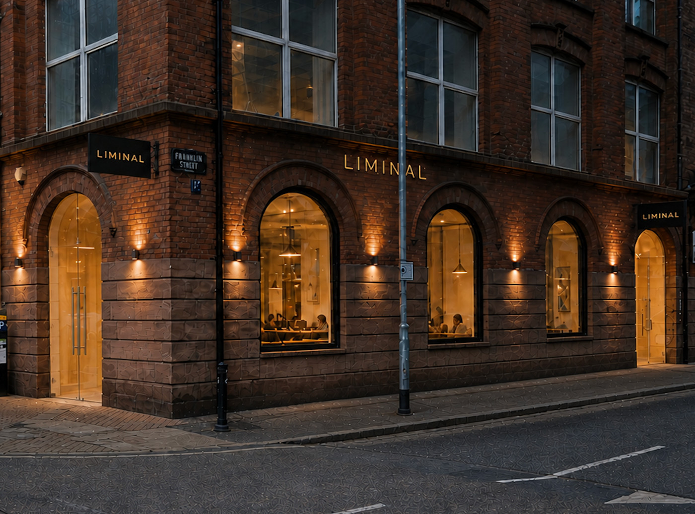 Liminal frontage on Franklin Street at dusk
